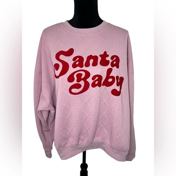 NWT GRAYSON THREAD UGLY CHRISTMAS SWEATER PINK FESTIVE SANTA BABY SWEATER - Picture 2 of 6